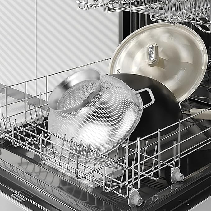 304 Stainless Steel Colander, Micro-Perforated 5-Quart Strainer with Base, Dishwasher Safe. Great for Pasta, Noodles, Vegetables & Fruits - Image 6