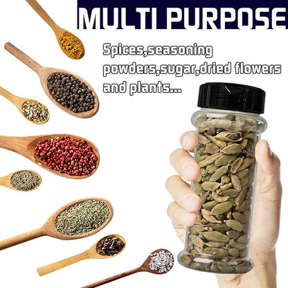 8 Pack 5.5 Oz Plastic Round Spice Bottles with Black Shaker Lids,Reusable Seasoning Containers Jars,Clear Plastic Bottle Containers with Shaker Lids for Powders,Spice,Herbs,Glitters - Image 5