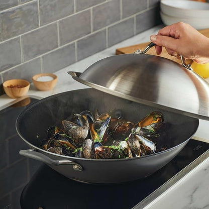 Circulon A1 Series w/ScratchDefense Nonstick Induction Wok with Lid, 14-Inch, Wok Pan with Lid, Graphite - Image 2