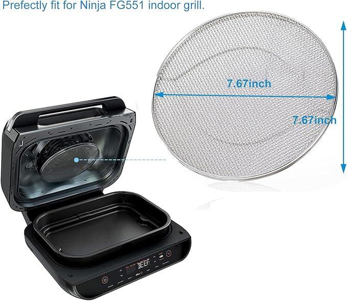 2-Pack Splatter Shield for Ninja Foodi FG551, 304 Stainless Steel Reusable Splash Guard, Oil Proof & Dishwasher Safe Air Fryer Grill Accessories