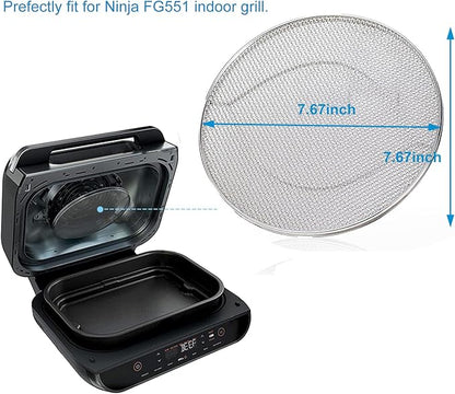 2-Pack Splatter Shield for Ninja Foodi FG551, 304 Stainless Steel Reusable Splash Guard, Oil Proof & Dishwasher Safe Air Fryer Grill Accessories