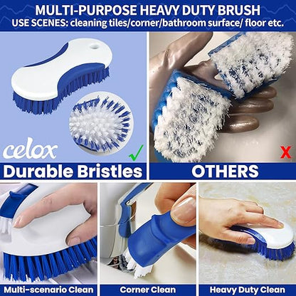 CELOX Kitchen Scrub Brush Set with Ergonomic Handle, Deep Cleaning Brushes, Include Dish Brush (Blue) - Image 7