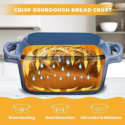4.6 Quart Dutch Oven for Sourdough Bread Baking, Combo Oval Enameled Cast Iron Bread Pan with Lid, Bread Dutch Oven for a Crispy Crust, Seasalt - Image 4