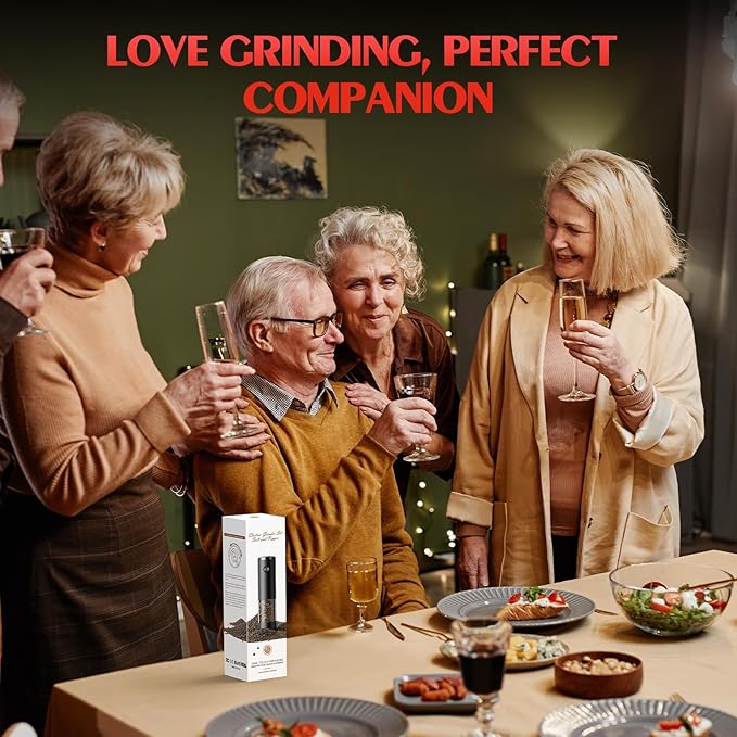 Electric Salt and Pepper Grinder Set Automatic Battery Pepper Mill Shakers Adjustable Coarseness Easy Filling Upgraded Larger Capacity with Led (1 Pack Black） - Image 6