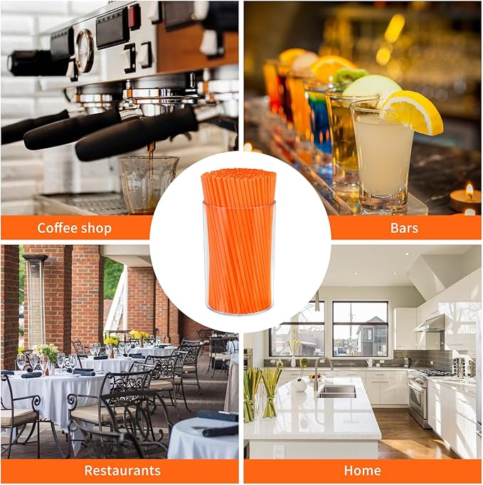 500 Pcs Neon Orange Coffee Stir Sticks Set Acrylic Stir Stick Holder Heather Orange Coffee Stirrers Holder Cocktail Straws for Coffee Bar Party Thanksgiving - Image 4