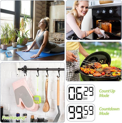Weewooday 24 Pcs Digital Kitchen Timer Magnetic Timer Bulk On/Off Switch Minute Second Count up Countdown Loud Alarm for Exercise Cook Baking (Blue,Green) - Image 6