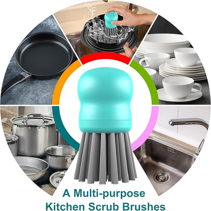Mini Dish Brush for Cleaning Chicken Shredder, Palm Brush Dish Scrubber with Ergonomic Grip, Kitchen Brush for Washing Dishes, Pans, Pots, Sink (2, Mint Green)