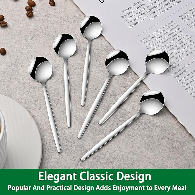 5.1 Inches Stainless Steel Coffee & Tea Spoon,6-Piece Cute Mini Spoons For Dessert,Small Espresso Spoons For Dessert,Cute Tiny Spoon - Image 6