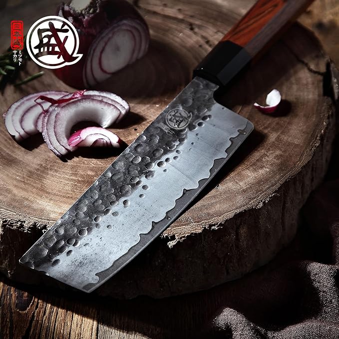 MITSUMOTO SAKARI Japanese Chef's Knife Set 4 Pcs, Professional Hand Forged Kitchen Chef Knife Set, High Carbon Ultra Sharp Cooking Chefs Knife Set (Rosewood Handle & Sandalwood Box) - Image 8