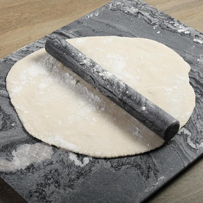 Koville African Natural Marble French Rolling Pin, 12inch Non-Stick Rolling Pin for Baking, Dough Roller for Pasta, Dumpling, Fondant, Pie, Bread, Pizza, Kitchen Baking Tools(Monte Grigio) - Image 6