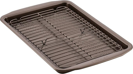 Circulon Nonstick Bakeware Set with Nonstick Cookie Sheet / Baking Sheet and Cooling Rack - 2 Piece, Chocolate Brown by Circulon