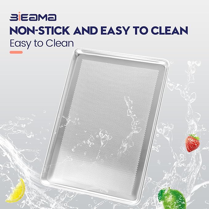 BIEAMA 12 Pack Full Size 26" x 18" Aluminum Baking Sheet Pan Perforated, Commercial Bakery Equipment Cookie Sheets, NSF Approved Baking Tray - Image 5