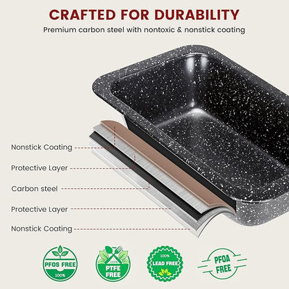 Terlulu 10-Piece Baking Pans Set, Bakeware Sets Nonstick, Baking Set for Oven Cooking, Stackable Carbon Steel Set Include Cookie Sheets, Muffin Pan, Cake Pan, Pizza Pan, Loaf Pan, Roasting Pan, Black