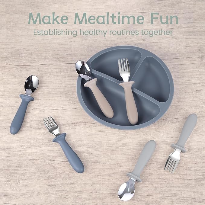 Eascrozn Toddler Forks and Spoons Set, 6 Pack Kids Silverware with Silicone Hand, 18/8 Stainless Steel Children Safe Toddler Utensils, BPA Free, Dishwasher Safe - Image 6