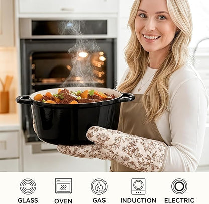 6.5 Quart Dutch Oven Pot with Lid, Non Stick Enameled Cast Iron Dutch Oven for Bread Baking, Heavy-Duty, Oven Safe Ceramic Cookware Up to 500°F for Baking, Braising, Stews, Roasting, Black - Image 5