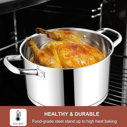 E-far Stainless Steel Stock Pot, 8 Quart Tri-ply Base Cooking Pot with Glass Lid, Induction Soup Pot Compatible with All Stoves, Nontoxic & Thick Bottom, Oven & Dishwasher Safe - Image 5