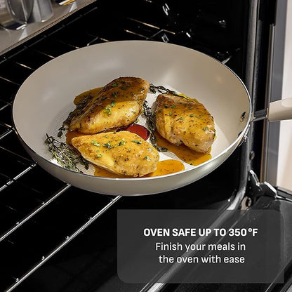 T-Fal Signature Nonstick 12 Inch Frying Pan Skillet, Oven Safe Up to 350°F, Dishwasher Safe, Pots and Pans Set, Non Stick Chef- Pan, Cream - Image 6