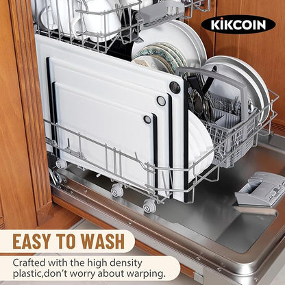Kikcoin Plastic Cutting Boards for Kitchen, 3-Piece Large Cutting Board Set Dishwasher Safe Chopping Boards with Non-slip Feet and Juice Grooves, White - Image 6