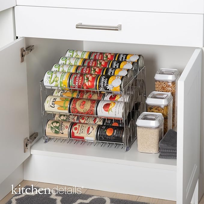 Kitchen Details 3 Tier Can Organizer | Canned Food Storage Rack | Kitchen Cabinet and Pantry Organization-| Holds 36 Cans - Space Saving - Chrome,(Pack of 12) - Image 4