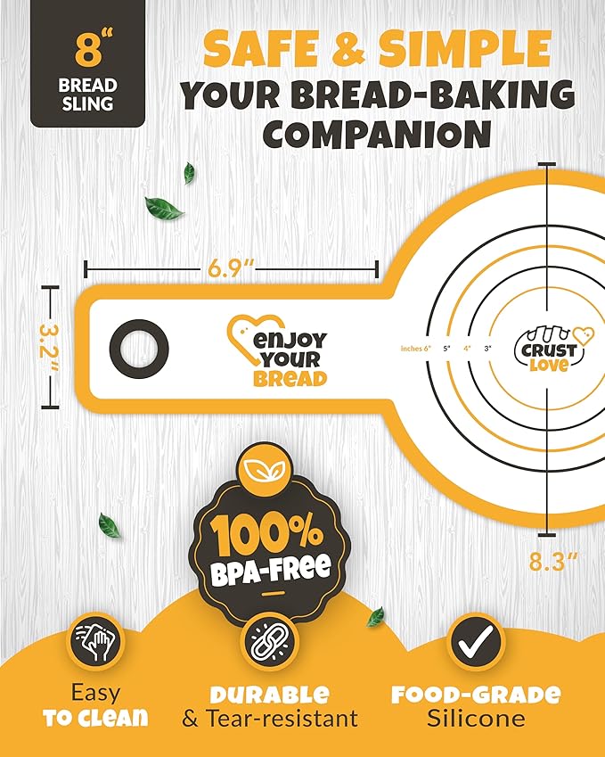 CRUSTLOVE Silicone Bread Sling for Dutch Oven – Non-Stick Sourdough Sling & Baking Mat – Reusable & Easy to Clean – Heat Resistant to 480°F – Silicone Sourdough Sling for Artisan Bread Baking Supplies - Image 3