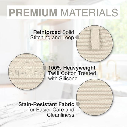 All-Clad Premium Pot Holder & Hot Pad: Heat Resistant to 500 Degrees - 100% Cotton, 10"x6.25" Hot Pad for Kitchen and Barbeque, (2-Pack), Almond - Image 5