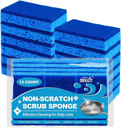 HOMEXCEL Sponges Kitchen 12pcs, Non-Scratch Scrub Dish Sponge Safe on Non-Stick Cookware, Dual Sided Cleaning Sponges for Kitchen, Household, Bathroom and More - Image 6