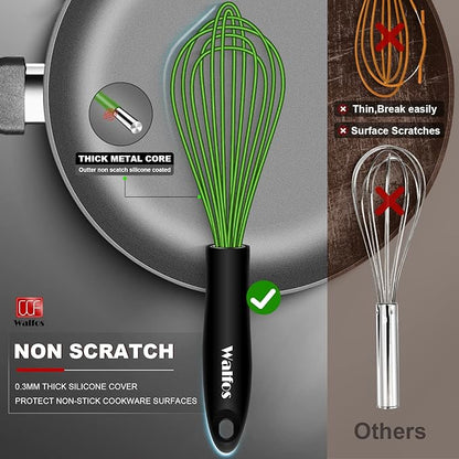 Walfos Silicone Whisk, Rubber Whisks for Cooking, Baking (11,9,8.5 inch) - Heat Resistant Kitchen Whisks for Non-stick Cookware, Balloon Egg Beater Perfect for Blending, Whisking, Beating, Frothing - Image 5