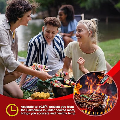 Copkim 6 Pcs Instant Read Meat Thermometer with Long Probe 9.65 Inch Kitchen Cooking Food Candy Waterproof Digital Thermometer for BBQ Water Milk Yogurt Liquid Cooking(Red) - Image 7