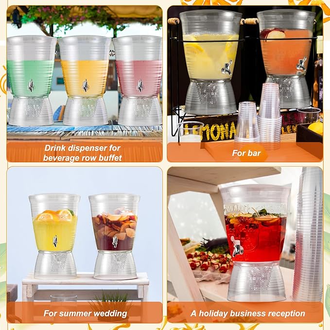 Tioncy 4 Pcs Acrylic Beverage Dispenser with Spigot 2.7 Gallon/ 10 l Clear Drink Water Dispenser Countertop with Detachable Base Iced Juice Container Unbreakable for Wedding Party - Image 4