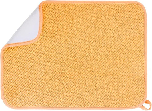 GeeRic Microfiber Dish Drying Mat, Super Absorbent Kitchen Dish Drying Pad for Mother's Day, Reversible Gift Mats for Countertop, 12*16 inch Yellow-Orange by GeeRic