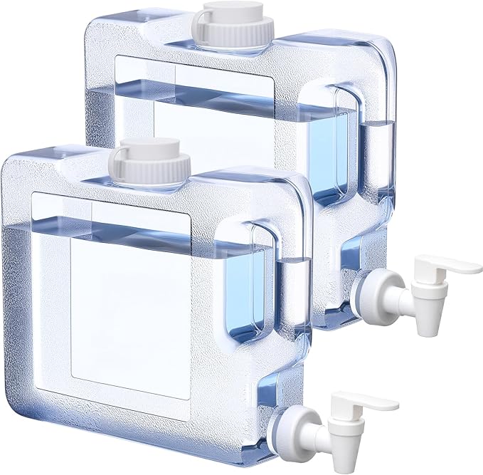 Funnymoom 2 Pack 0. 8 Gallon Fridge Water Dispensers Bottle with Leak-Proof Spigot and Convenient Handle Plastic Cold Juice Beverage Dispenser Jug for Party Refrigerator Drink Juice Iced Tea