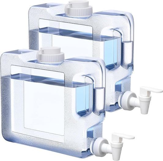 Funnymoom 2 Pack 0. 8 Gallon Fridge Water Dispensers Bottle with Leak-Proof Spigot and Convenient Handle Plastic Cold Juice Beverage Dispenser Jug for Party Refrigerator Drink Juice Iced Tea