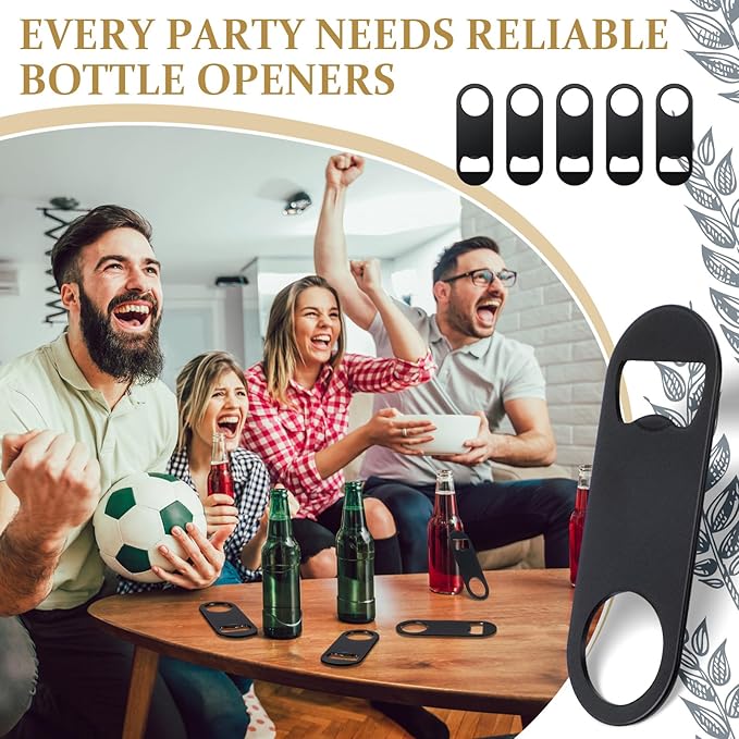 Remerry Bottle Openers Stainless Steel Flat Bottle Opener Bulk 3.4 x 1.3 Inches Bartender Beer Key Soda Can Mini Speed for Kitchen, Bar or Restaurant(Black,150 Pcs) - Image 6
