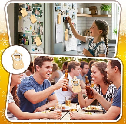 Vesici 24 Pcs Magnetic Wood Bottle Opener 2.5" DIY Bamboo Baby Bottle Shape Beer Opener Baby Shower Favors Wooden Beer Openers Fridge Refrigerator Magnet Gift for Guests Wedding Party Souvenirs - Image 6