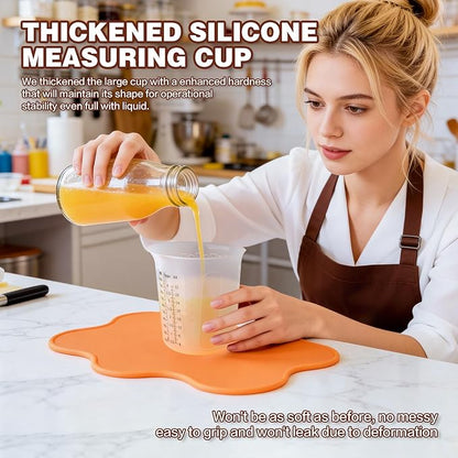 Silicone Measuring Cups 4-Pack Set, (1/2, 1, 2, 4 Cup) Reusable Silicone Cup for Prepping Cooking Baking Supplies, Melting Butter Chocolate 125ml 250ml 500ml 1000ml Dishwasher Microwave Safe