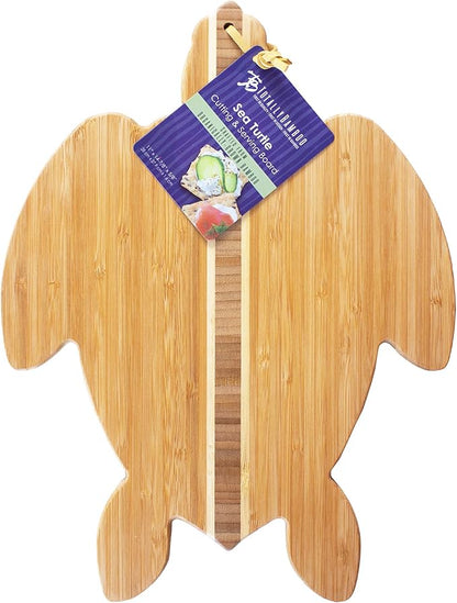 Totally Bamboo Sea Turtle Shaped Cutting Board and Charcuterie Serving Tray, Great for Wall Display