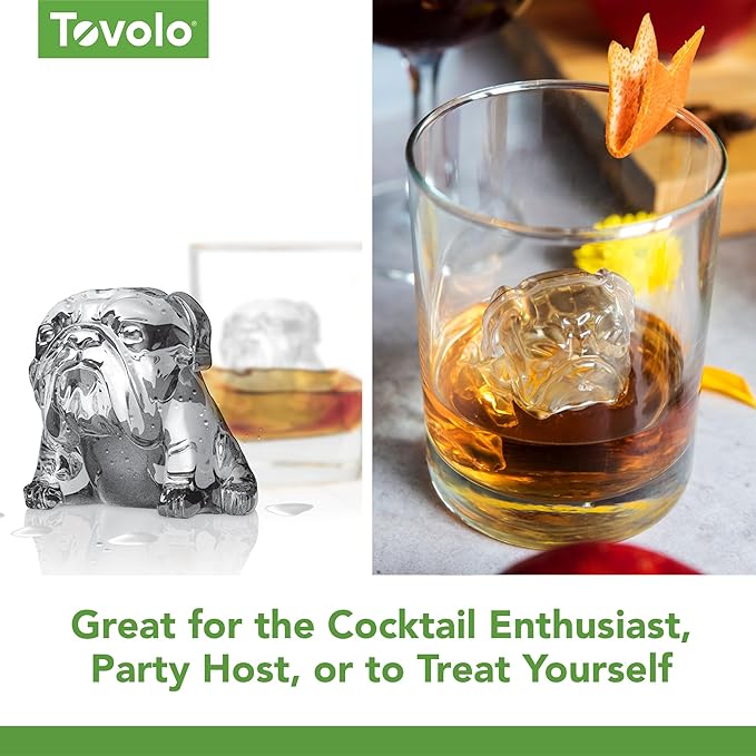 Tovolo Bulldog Ice Cube Mold Pack of 2 Craft Ice Cube Molds for Whiskey Bourbon Cocktails, Easy Fill Funny English Bull Dog Shaped Ice Cube Gifts for Bulldog Lovers, Dishwasher Safe BPA Free Silicone - Image 4