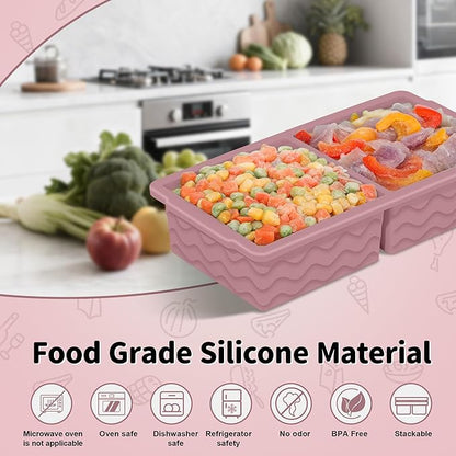 3-Pack Silicone Freezer Trays with Lid,2 Large 2-Cup(500ml)&4 Medium 1-Cup(250ml)&6 Small 1/2-Cup(125ml) Soup Freezer Container Molds,Ice Cube Tray For Meal Prep&Freezing Soup,Stews,Sauces
