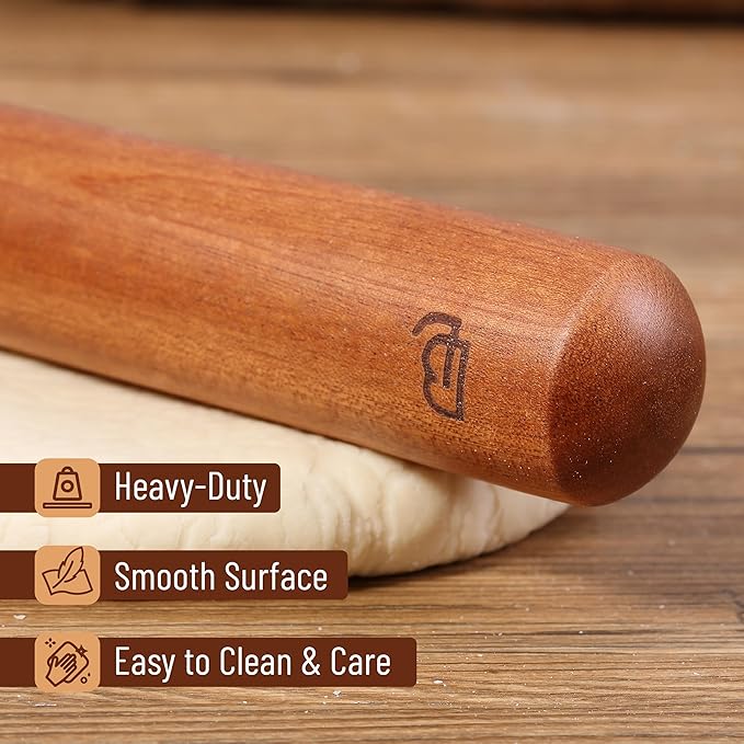 BAMBOO LAND- French Rolling Pin Set, 2 pcs, 16", 8", Natural Wood Rolling Pins for Baking - Image 4
