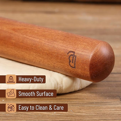 BAMBOO LAND- French Rolling Pin Set, 2 pcs, 16", 8", Natural Wood Rolling Pins for Baking - Image 4