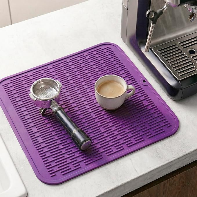 MicoYang Silicone Dish Drying Mat for Multiple Usage,Easy clean,Eco-friendly,Heat-resistant Silicone Mat for Kitchen Counter or Sink,Refrigerator or Drawer Liner Purple XL 18 inches x 16 inches - Image 8