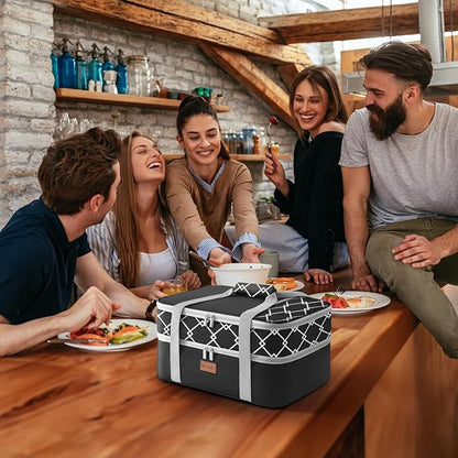 Lifewit Insulated Single Decker Casserole Carrier, Lasagna Lugger Holder for Hot or Cold Food, Fits 9" x 13" Baking Dish, Thermal Lunch Tote Bag for Potluck Parties, Picnic and Cookouts, Black