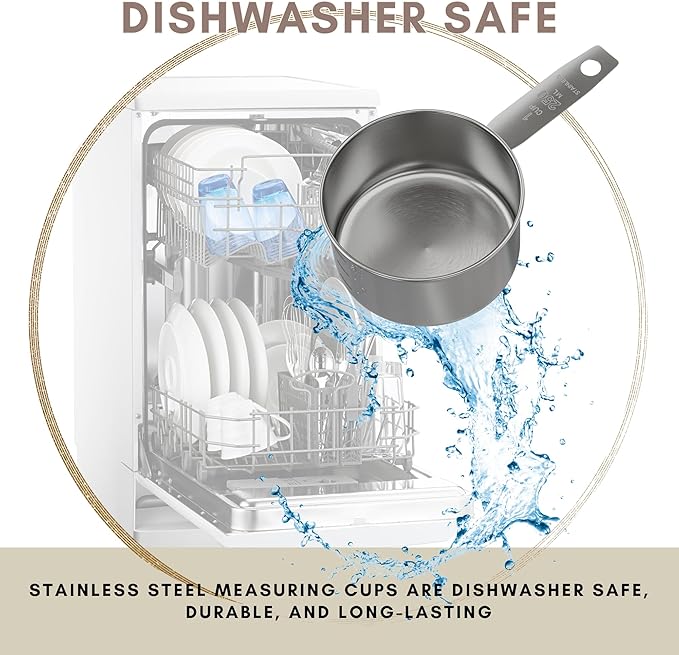 1 Cup Stainless Steel Measuring Cup | Sturdy Metal 250 ml | 240 cc | 8 oz | Single Cup for Wet and Dry Ingredients | Great for use as 1 Cup Dog Food Scoop - 1 PK - Image 4