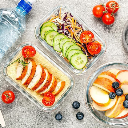 VERONES 10Pack Glass Meal Prep Containers, Airtight Glass Lunch Containers,Stackable Food Storage Containers Set with Lids,Exclusive of BPA, for Microwave,Oven, Freezer&Dishwasher Friendly,White - Image 7