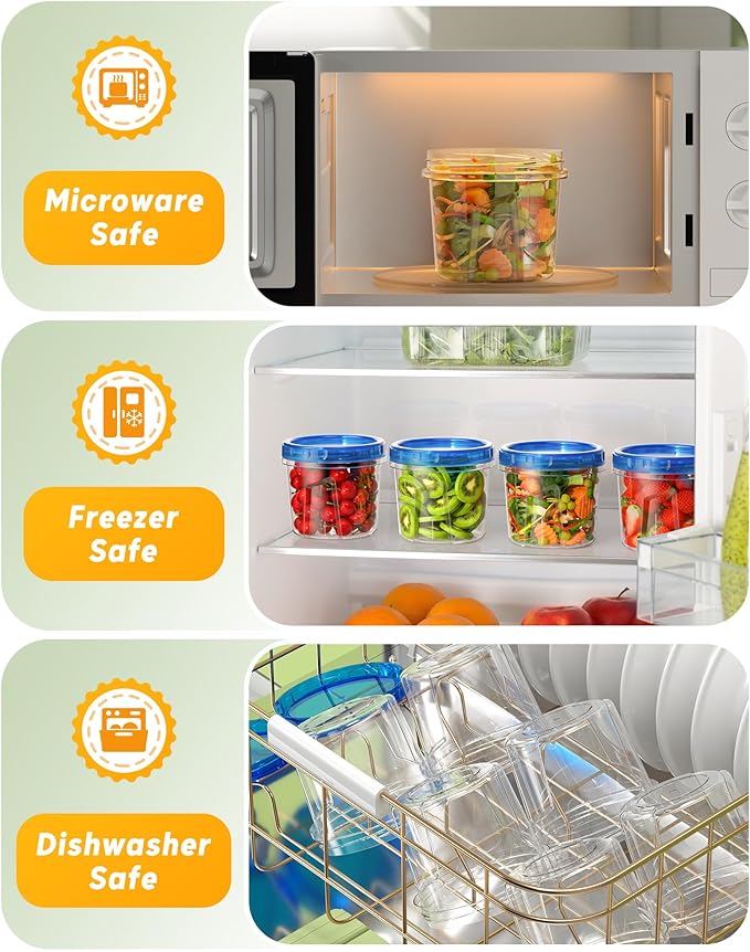 BiuLeon 6 Pack-24 oz Freezer Storage Containers, Plastic Food Storage Containers with Twist Top Lids, BPA Free and Reusable Soup Containers with Lids, Leakproof/Microwave/Dishwasher Safe - Image 4