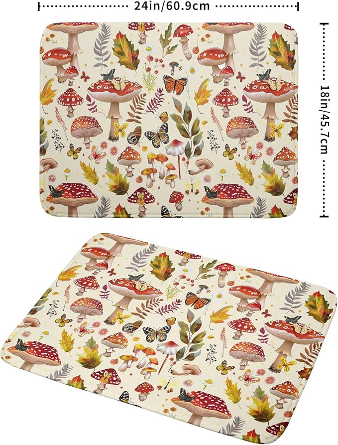 Magic Mushroom Dish Drying Mats Botanical Decorative Absorbent Drying Pad Microfiber Kitchen Sink Rack Mats 18 X 24 Inch - Image 2