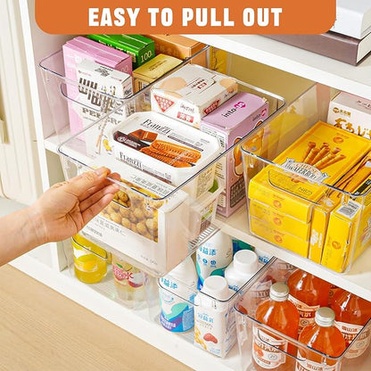 Freebat 12 Pack Large Clear Plastic Storage Bins,Plastic Containers with Handle for Pantry Organizer and Storage,Perfect for Kitchen,Fridge,Cabinet, Closet,Bathroom Under Sink Storage - Image 4