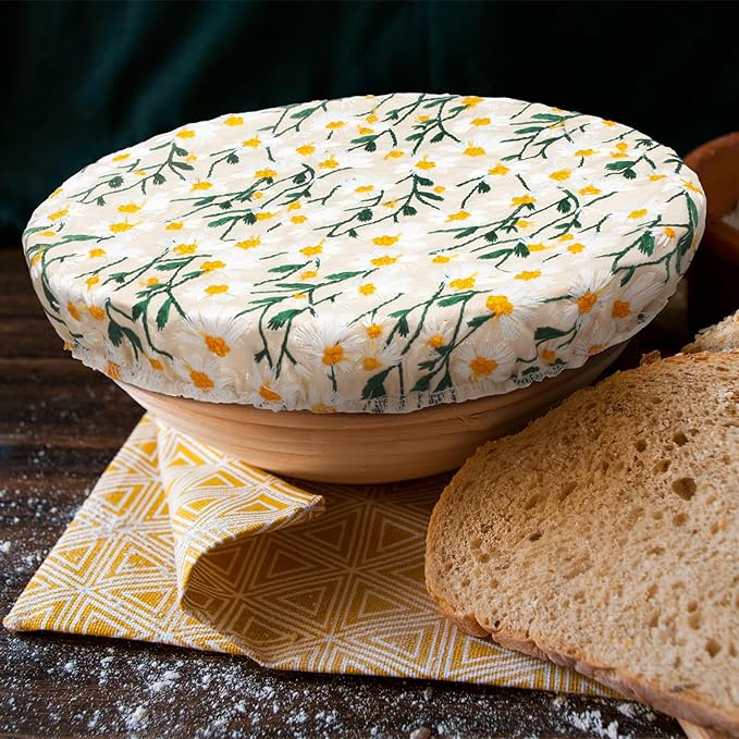 Patelai 10 Pcs Bowl Covers Reusable in 5 Size Stretch Cloth Fabric Elastic Food Storage Bowl Covers Bread Sourdough Lids for Proofing Food Fruits Leftover(Yellow, Green, White,Chrysanthemum) - Image 5