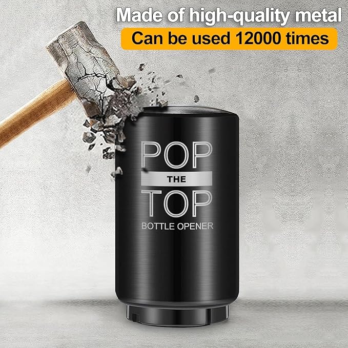 2PCS Automatic Beer Bottle Opener with Magnetic Cap Catcher, Pop-the-Top Stainless Steel One Handed Lid Opening Spring Loaded Push&Pop for Kitchen Bar Home Restaurant Utensils Beer Accessories Gift