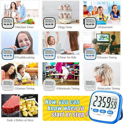 AyayaBoss 2-Pack Magnetic Kitchen Timers for Cooking, Digital Stop Watch Countdown Timer for Kids, Teachers, Classroom, Office, Exercise - Battery Included - Image 5